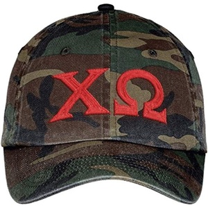 Chi Omega Chi O Lettered Camouflage Hat Military Camo