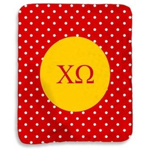 Chi Omega Chi O Polka Dots Sherpa Lap Blanket