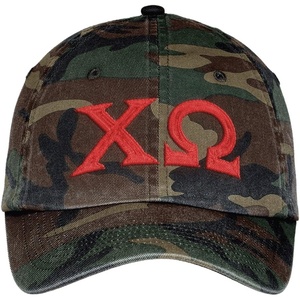 Chi Omega Lettered Camouflage Hat Military Camo