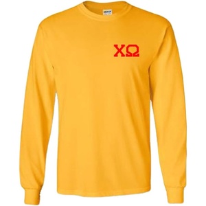 Chi Omega World Famous Crest Long Sleeve T-Shirt(Gold)