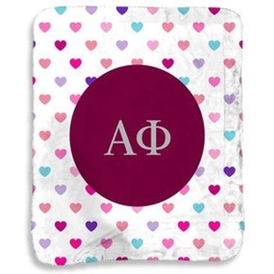 Greekgear Alpha Phi Hearts Sherpa Lap Blanket
