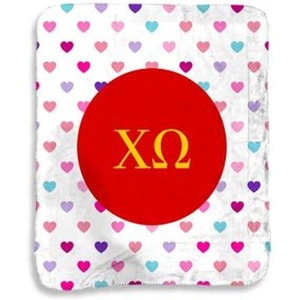 Greekgear Chi Omega Chi O Hearts Sherpa Lap Blanket