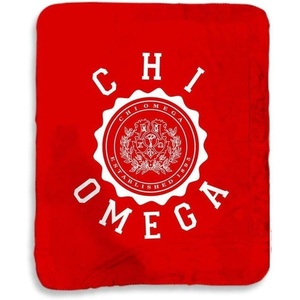Greekgear Chi Omega Chi O Seal Sherpa Lap Blanket Red