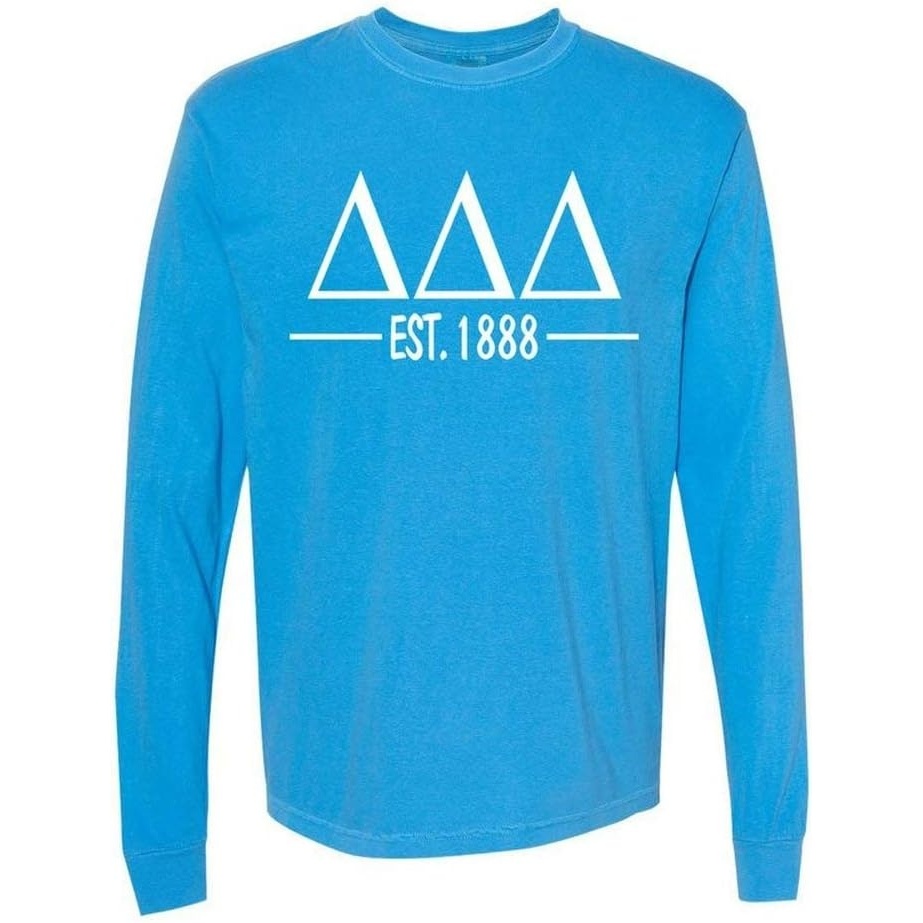 image:imageDelta Delta Delta Custom Greek Lettered Long Sleeve TShirtRoyal Caribe