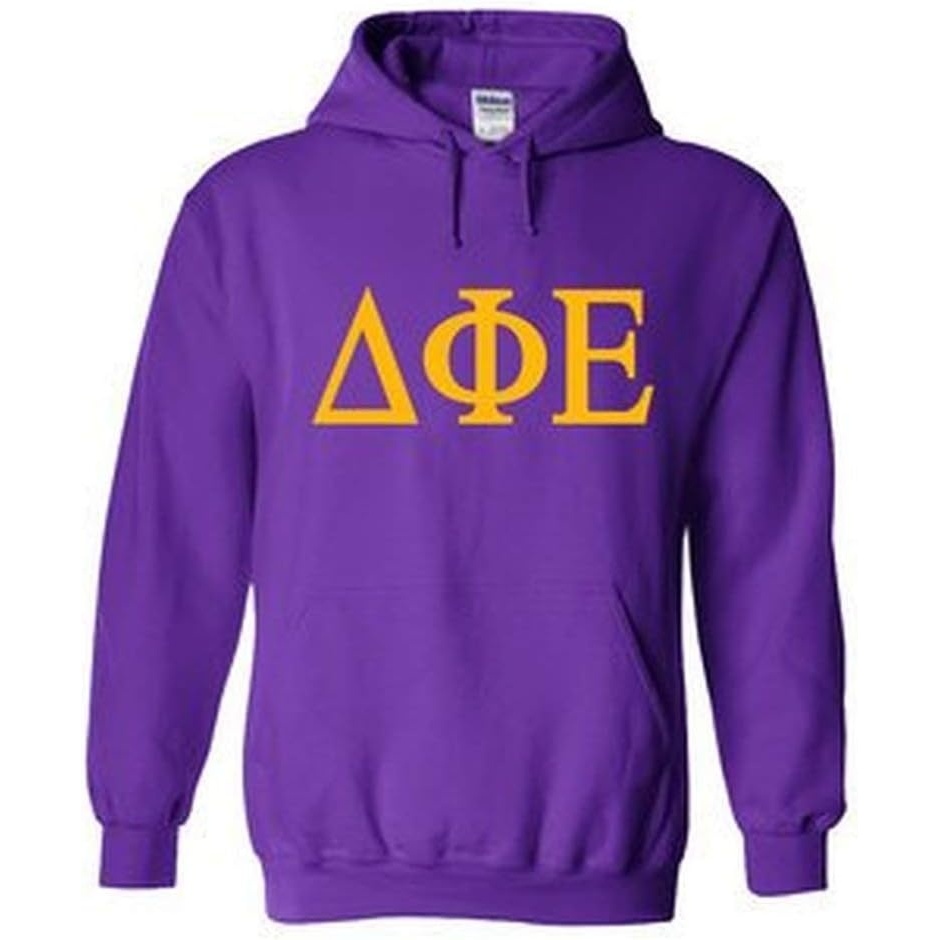 image:imageDelta Phi Epsilon DPHIE World Famous Greek Hoodie Purple with Gold ImprintPurple