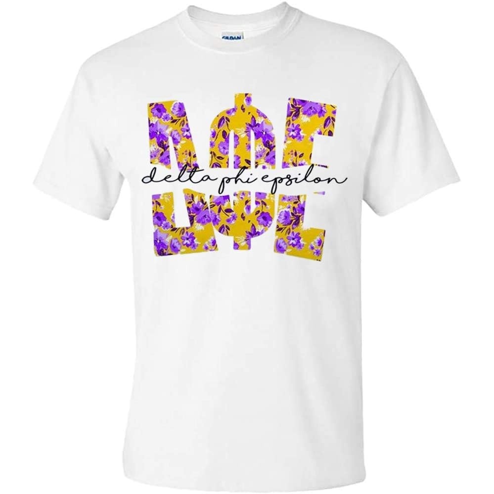 image:imageDelta Phi Epsilon Floral Big Lettered TShirtWhite