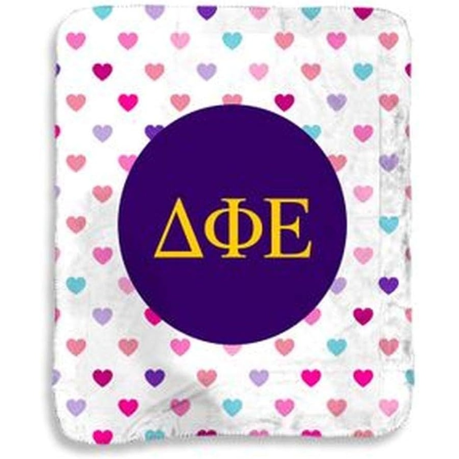 image:imageGreekgear Delta Phi Epsilon DPHIE Hearts Sherpa Lap Blanket