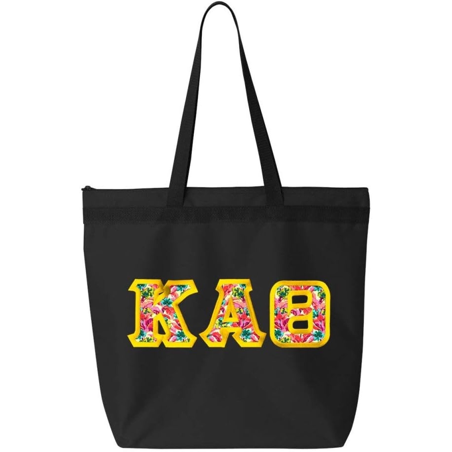 image:imageKappa Alpha Theta Custom Satin Stitch Tote BagBlack