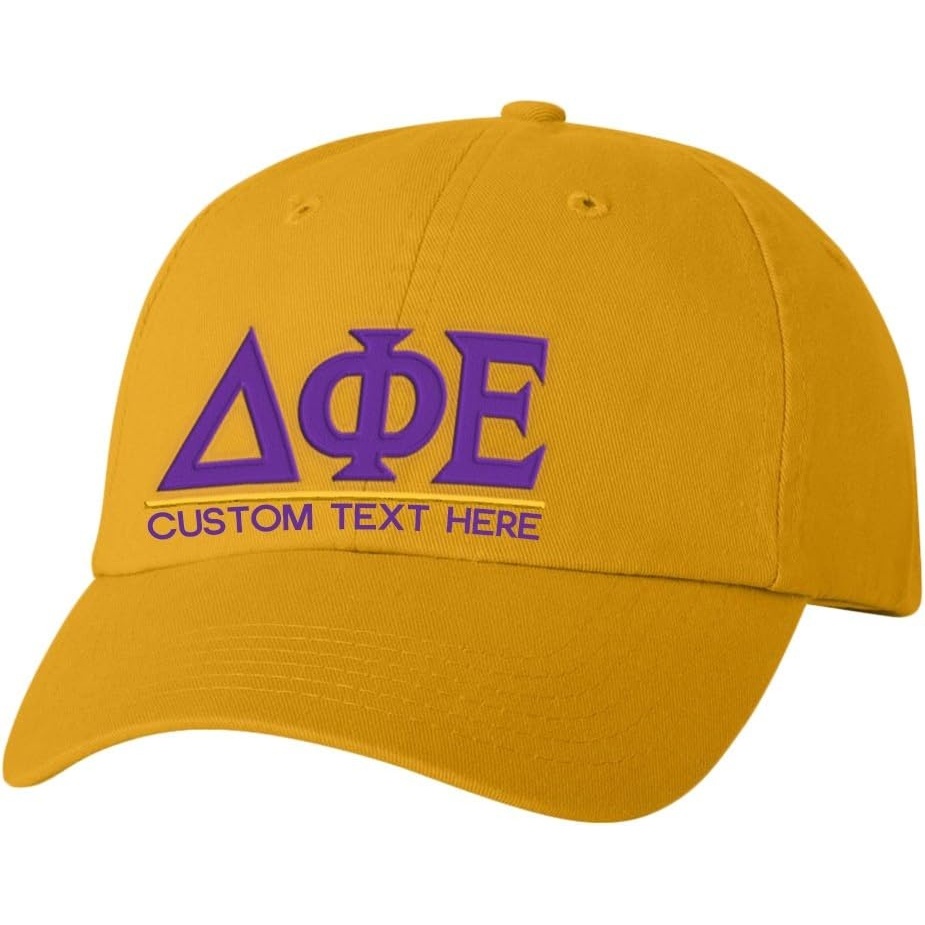 image:imagePersonalized Delta Phi Epsilon DPHIE Greek Line HatGold