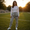 Greekgear Women’s Kappa Alpha Theta Lettered Thigh Sweatpants(Sports Grey)