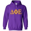 Delta Phi Epsilon DPHIE World Famous Greek Hoodie – Purple with Gold Imprint(Purple)