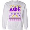 Greekgear Delta Phi Epsilon DPHIE Ugly Christmas Sweater Crewneck Sweatshirt(White)