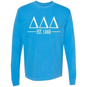 Delta Delta Delta Custom Greek Lettered Long Sleeve T-Shirt(Royal Caribe)