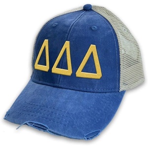 Delta Delta Delta Distressed Trucker Hat(Royal/ Tan)
