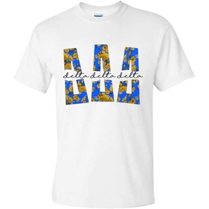 Delta Delta Delta Floral Big Lettered T-Shirt(White)