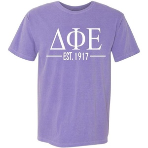 Delta Phi Epsilon Custom Greek Lettered Short Sleeve T-Shirt(Violet)