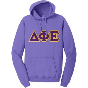 Delta Phi Epsilon DPHIE Pigment-Dyed Lettered Hooded Sweatshirt(Amethyst)