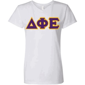 Delta Phi Epsilon Lettered V Neck Tee(Bright White)
