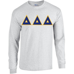 Greekgear Delta Delta Delta Lettered Long Sleeve Tee(Sports Grey)