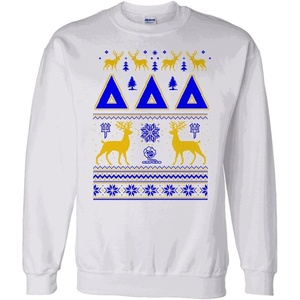 Greekgear Delta Delta Delta Ugly Christmas Sweater Crewneck Sweatshirt(White)