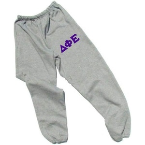 Greekgear Women’s Delta Phi Epsilon DPHIE Lettered Thigh Sweatpants(Sports Grey)