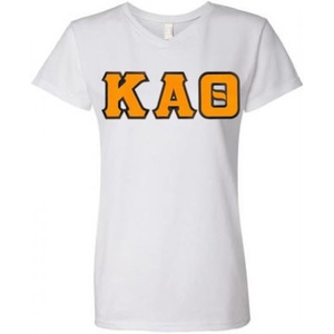 Kappa Alpha Theta Lettered V Neck Tee(White)