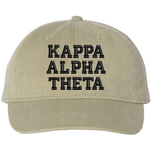 Kappa Alpha Theta Pigment Dyed Baseball Cap(Grey W/Black Thread Color)