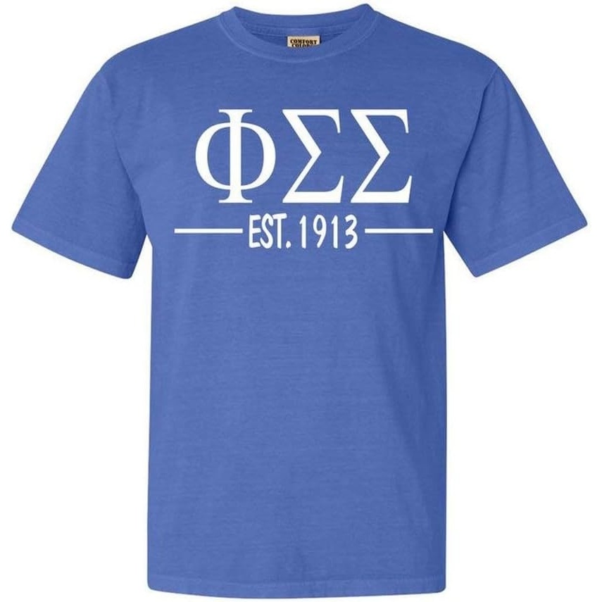 image:imagePhi Sigma Sigma Custom Greek Lettered Short Sleeve TShirtFlo Blue