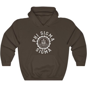 Greekgear Phi Sigma Sigma Unisex College Seal Hoodie(Dark Chocolate)