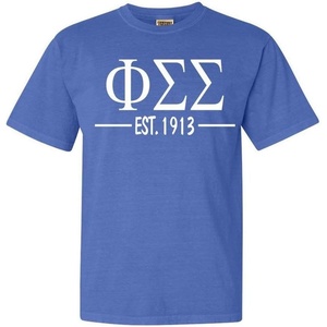 Phi Sigma Sigma Custom Greek Lettered Short Sleeve T-Shirt(Flo Blue)