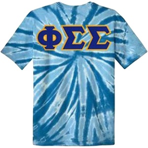 Phi Sigma Sigma Lettered Tie-Dye T-Shirts(Royal Blue)