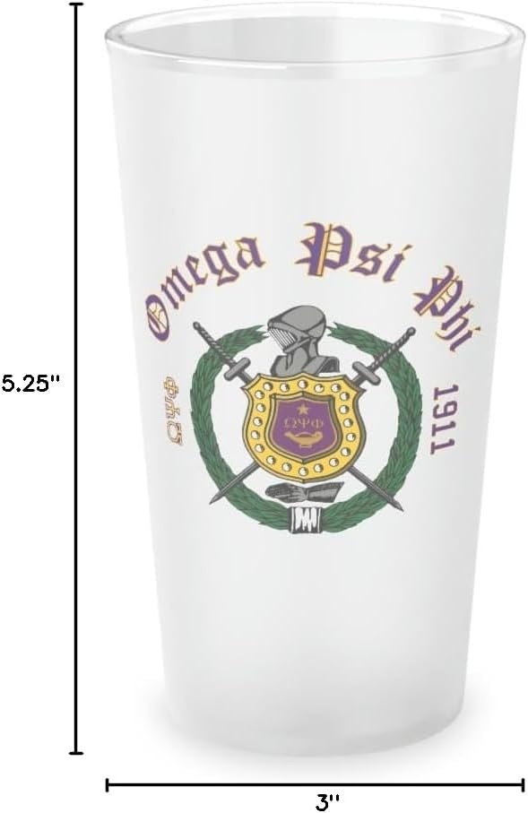 image:imageOmega Psi Phi Frosted Glass 16oz
