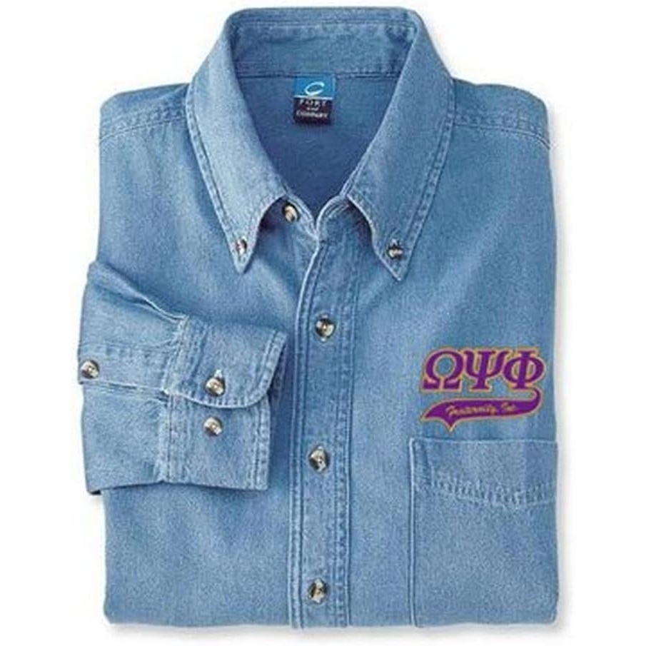 image:imageOmega Psi Phi Denim Shirt TailBlue Jean