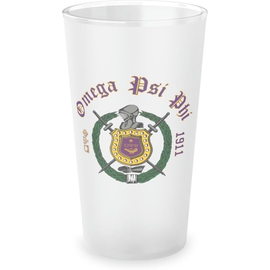image:imageOmega Psi Phi Frosted Glass 16oz
