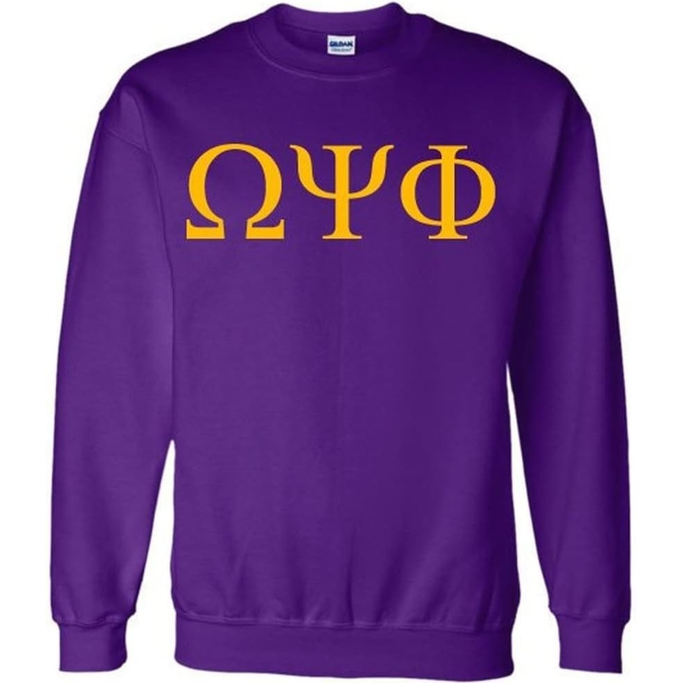 image:imageOmega Psi Phi Lettered World Famous Greek CrewneckPurple
