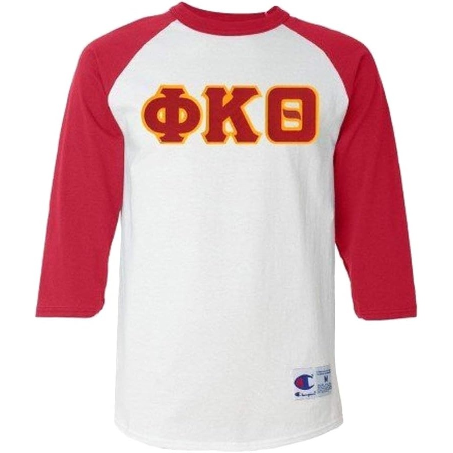 image:imagePhi Kappa Theta Lettered Raglan TShirtWhite W Red