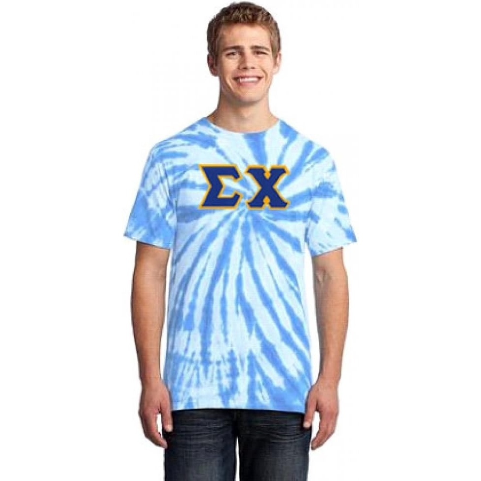 image:imageSigma Chi Essential TieDye Lettered TeeLight Blue