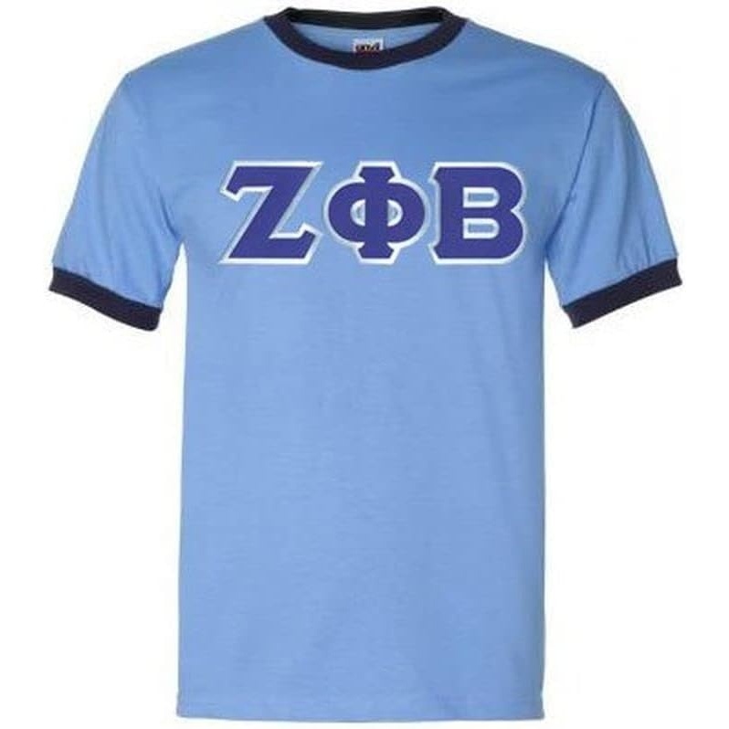 image:imageZeta Phi Beta Lettered Ringer ShirtLight BlueNavy Blue
