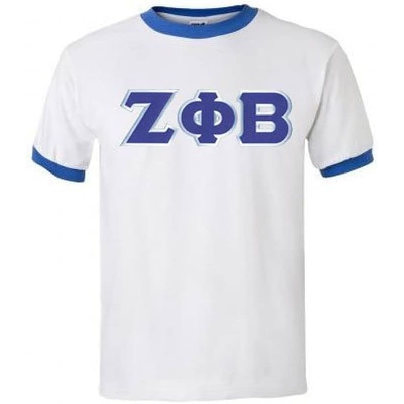 image:imageZeta Phi Beta Lettered Ringer ShirtWhiteRoyal Blue