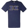 Sigma Chi Lettered V-Neck T-Shirt(Navy Blue)