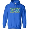 Sigma Chi Fraternity Crest Twill Letter Hooded Sweatshirt(Royal Blue)