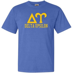 Delta Upsilon DU Greek Heavyweight T-Shirt(Mystic Blue)