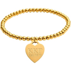 Greekgear Kappa Kappa Gamma Heart Tag Bead Bracelet