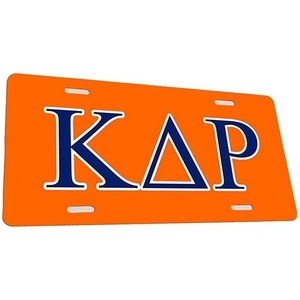 Kappa Delta Rho Flag License Cover Orange w/White/Navy Imprint Color