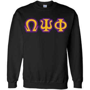 Omega Psi Phi Custom Twill Crewneck Sweatshirt(Black)