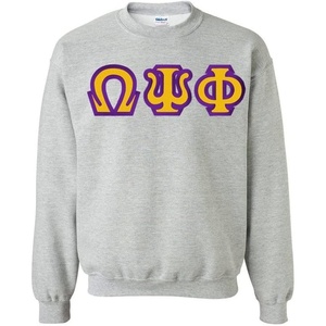 Omega Psi Phi Custom Twill Crewneck Sweatshirt(Light Grey)