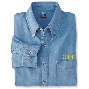 Omega Psi Phi Denim Shirt(Gold)