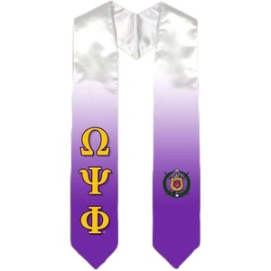Omega Psi Phi Extra Fancy Simple Greek Graduation Stole W Crest