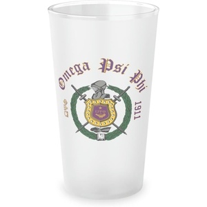 Omega Psi Phi Frosted Glass, 16oz