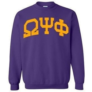 Omega Psi Phi Greek Lettered Arch Crewneck Sweatshirt(Purple)